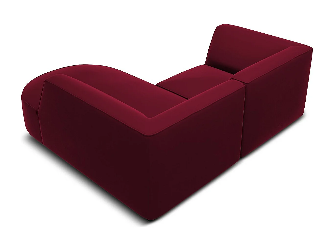 CXL by Christian Lacroix - Sofá de canto direito "Charles" 3 lugares em veludo vermelho - 186x180x69cm