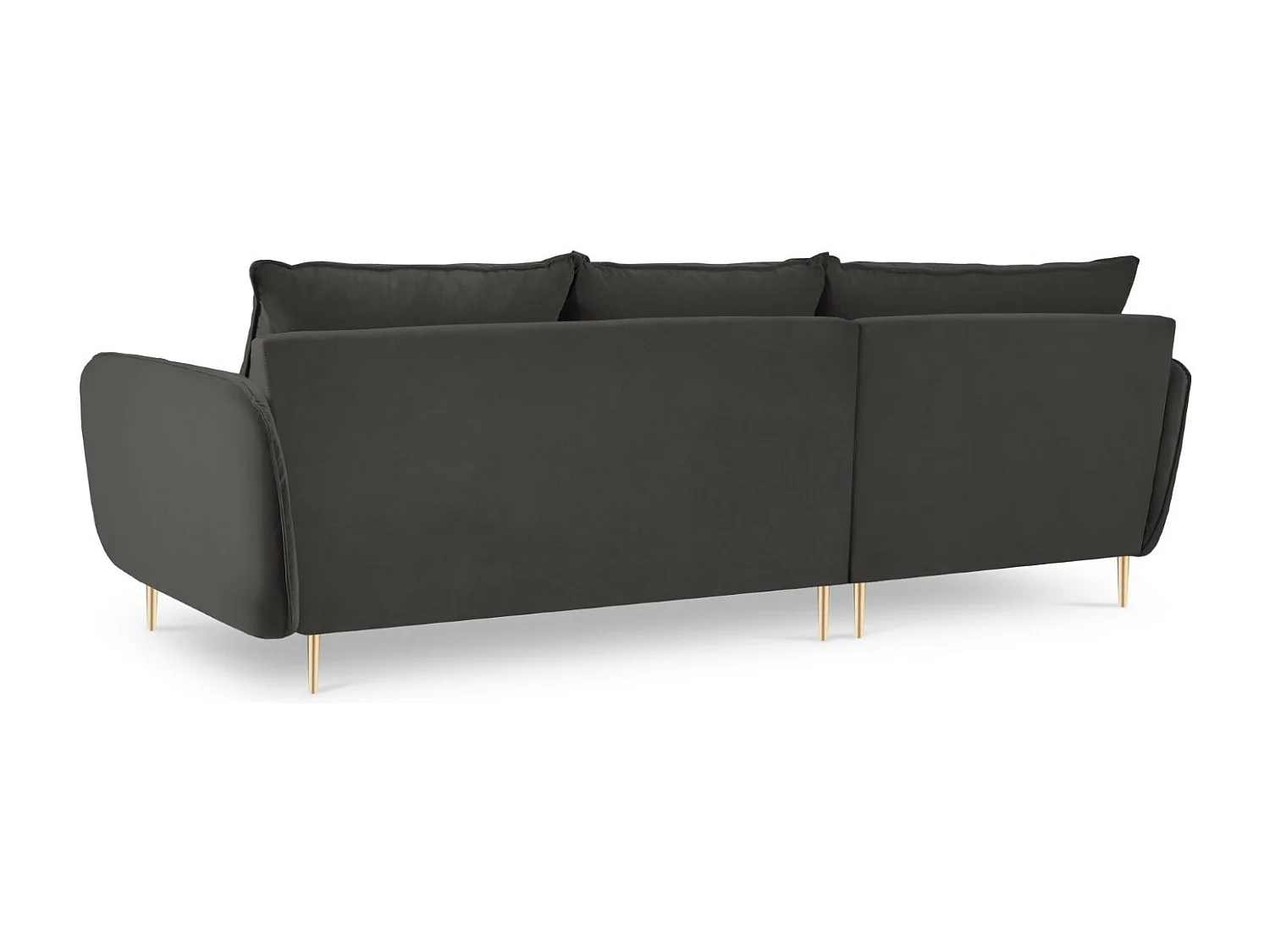 Cosmopolitan Design - Sofá esquinero izquierdo "Vienna" 5 plazas de terciopelo gris oscuro - 255x170x95cm