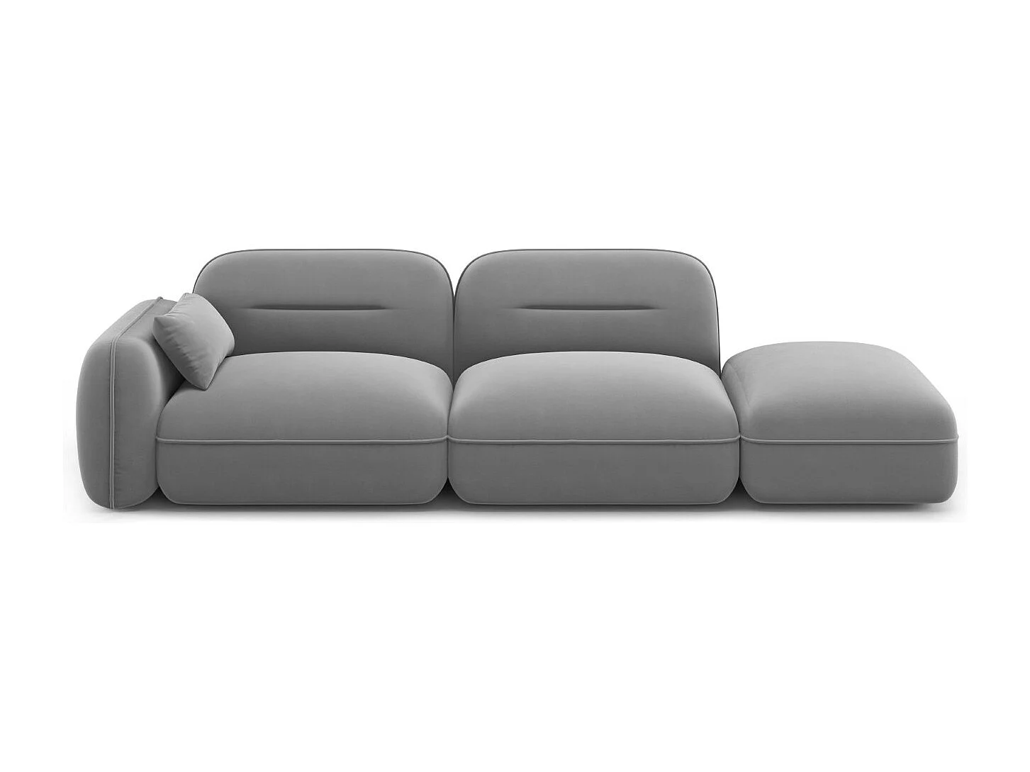Cosmopolitan Design - Sofá modular derecho "Sydney" 3 plazas de terciopelo gris claro - 295x90x70cm