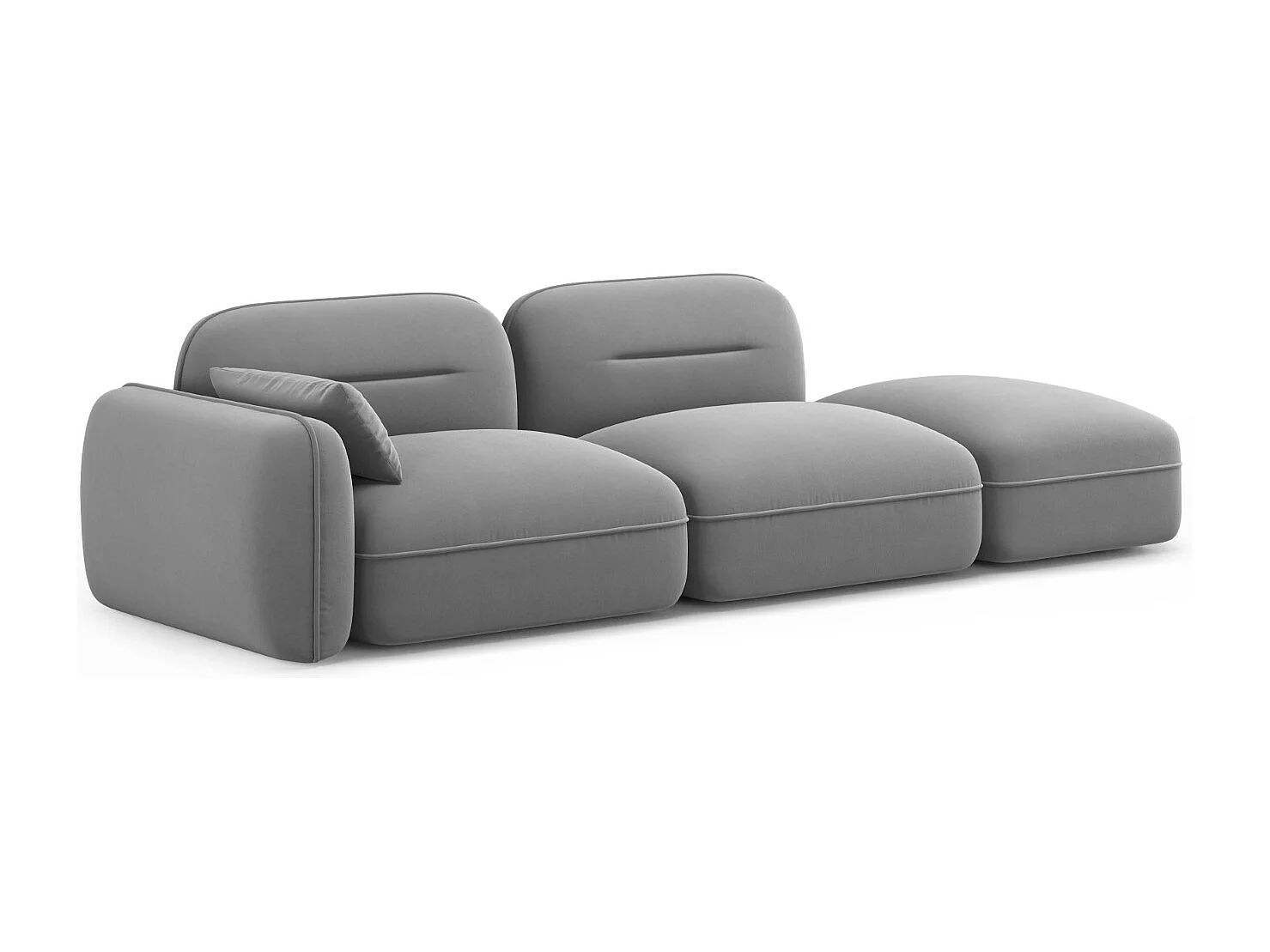 Cosmopolitan Design - Sofá modular derecho "Sydney" 3 plazas de terciopelo gris claro - 295x90x70cm