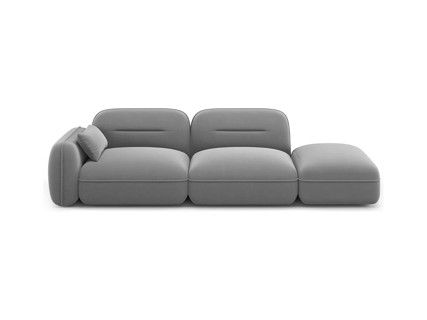 Cosmopolitan Design - Rechte modulaire bank "Sydney" 3 zitplaatsen, Flueel, Lichtgrijs - 295x90x70cm