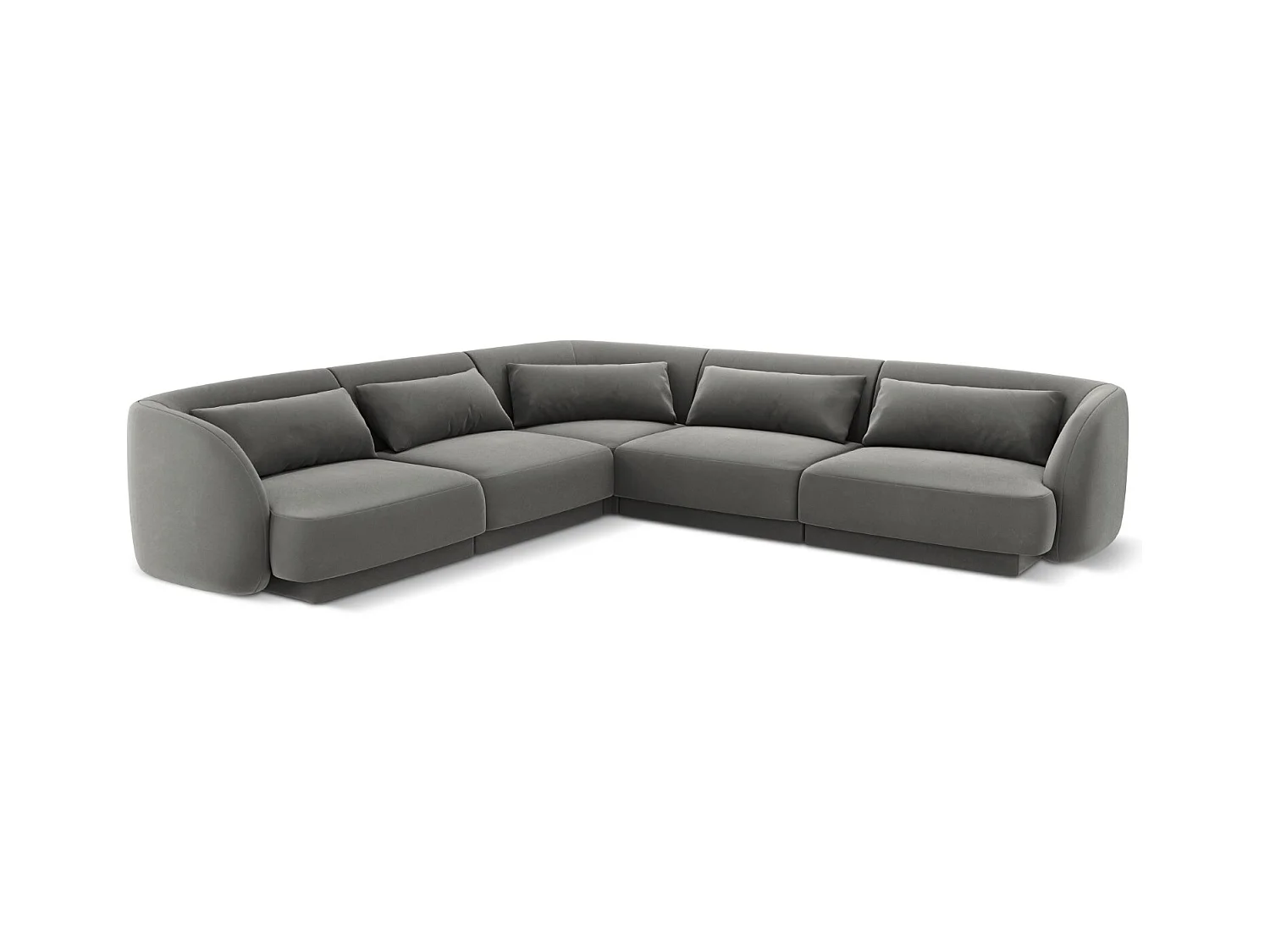 Cosmopolitan Design - Canapé d'angle symétrique "Tulum" 5 places en velours gris clair - 255x255x70cm