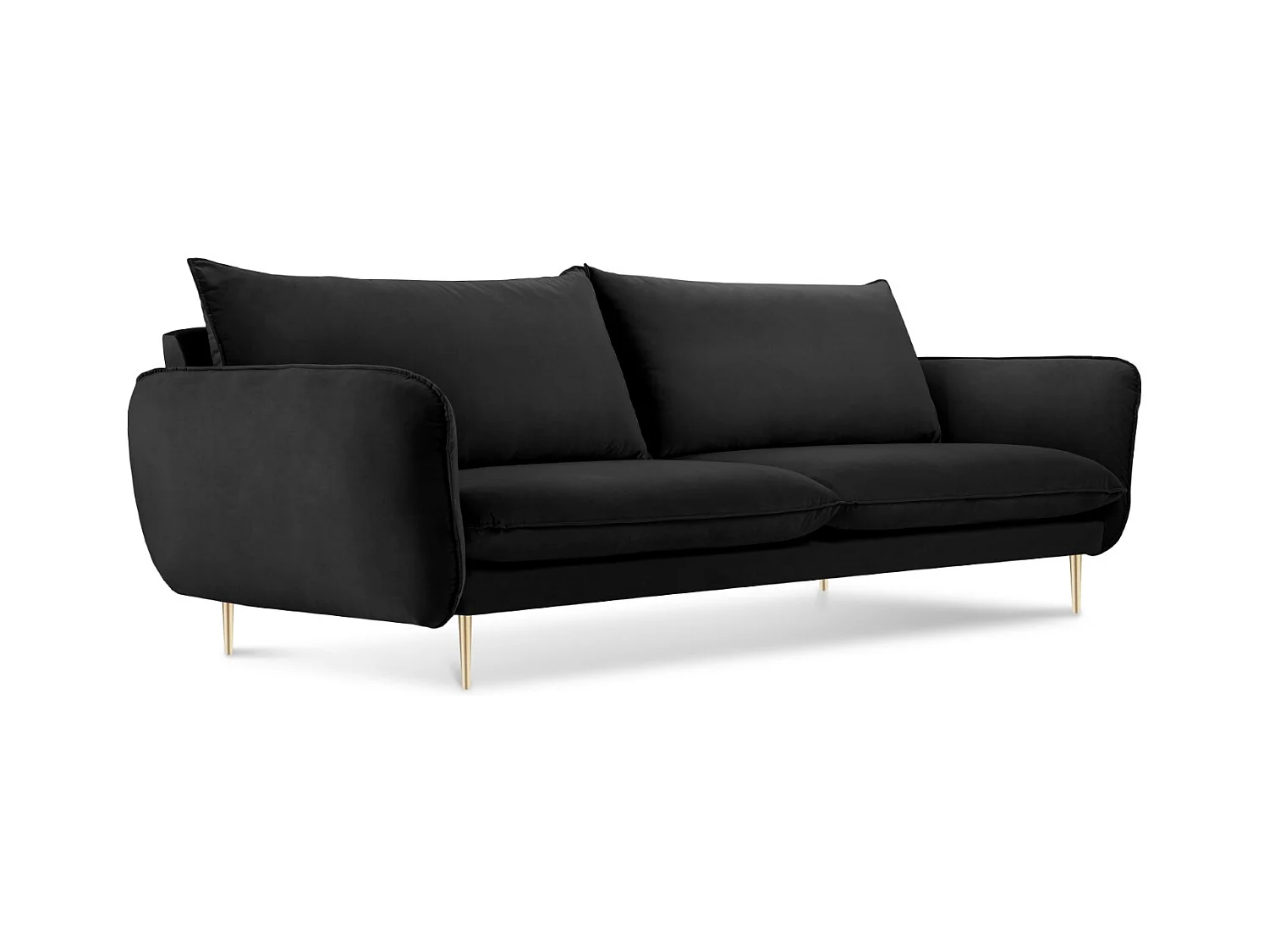 Cosmopolitan Design - Sofá "Vienna" 3 lugares em veludo preto - 200x92x95cm