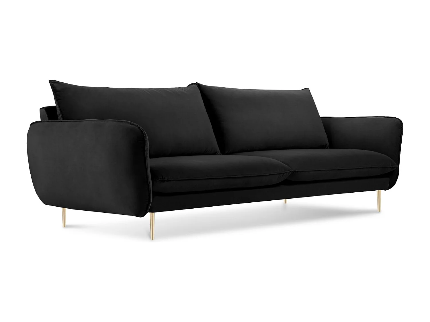 Cosmopolitan Design - Canapé "Vienna" 3 places en velours noir - 200x92x95cm