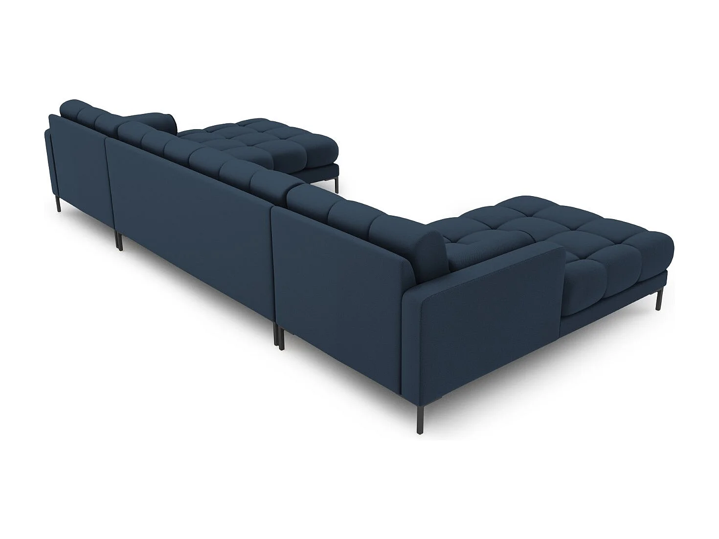 Cosmopolitan Design - Sofá panorâmico "Bali" 7 lugares em tecido estrutural azul - 383x185x75cm