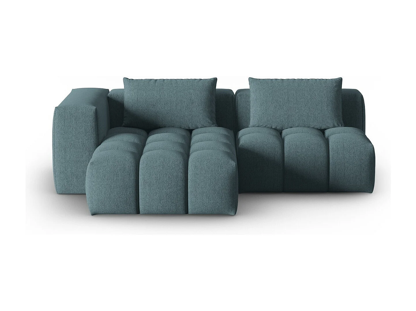 CXL by Christian Lacroix - Modulaire hoekbank links "Lorella" 3 zitplaatsen, Structurele stof, Lichtblauw - 205x145x70cm