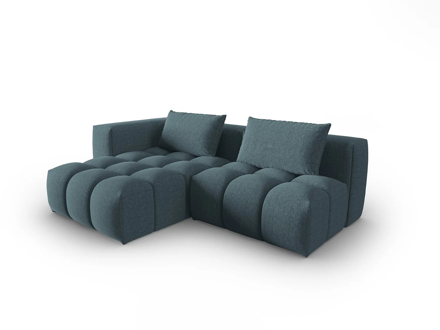 CXL by Christian Lacroix - Sofá modular de canto esquerdo "Lorella" 3 lugares em tecido estrutural azul claro - 205x145x70cm