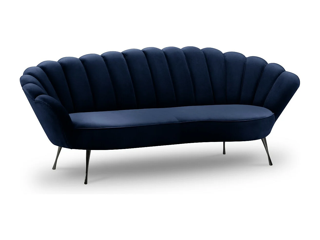 Cosmopolitan Design - 3-Sitzer Sofa "Kingston" aus Samt königsblau - 224x95x85cm