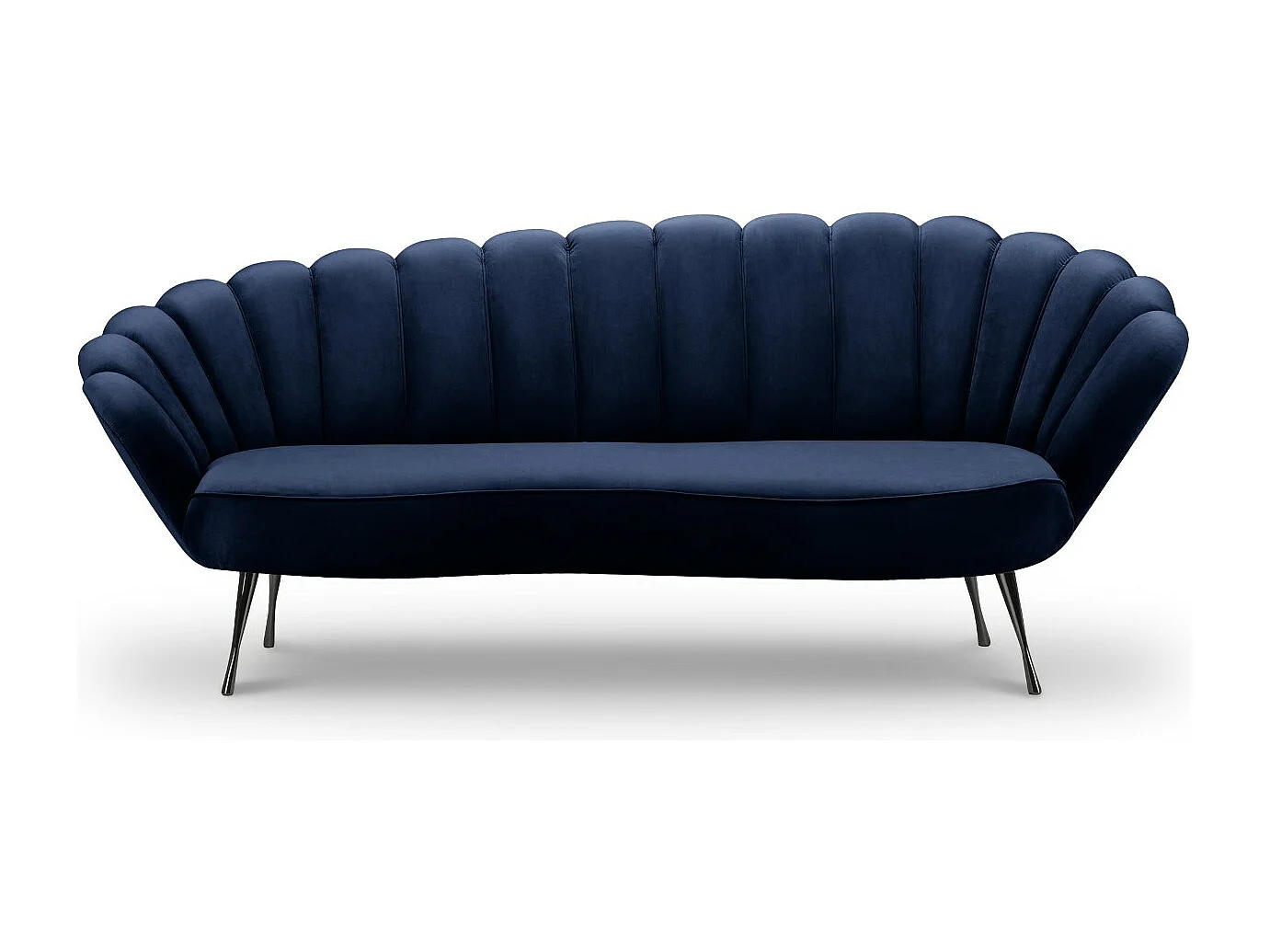 Cosmopolitan Design - 3-Sitzer Sofa "Kingston" aus Samt königsblau - 224x95x85cm
