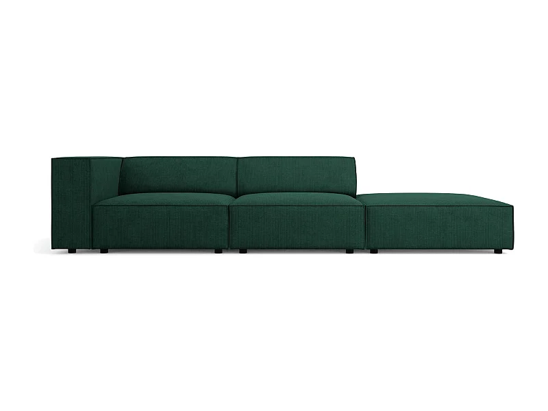Cosmopolitan Design - Canapé droit "Arendal" 4 places en chenille avec un effet côtelé vert bouteille - 262x102x70cm
