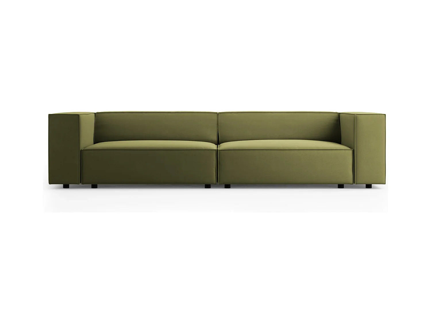 Cosmopolitan Design - Canapé "Arendal" 4 places en velours vert clair - 244x102x70cm