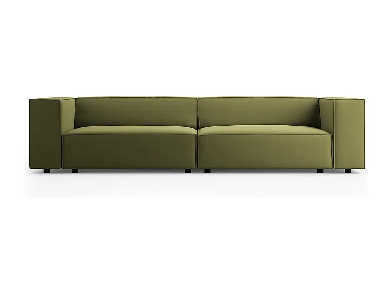Cosmopolitan Design - Canapé "Arendal" 4 places en velours vert clair - 244x102x70cm