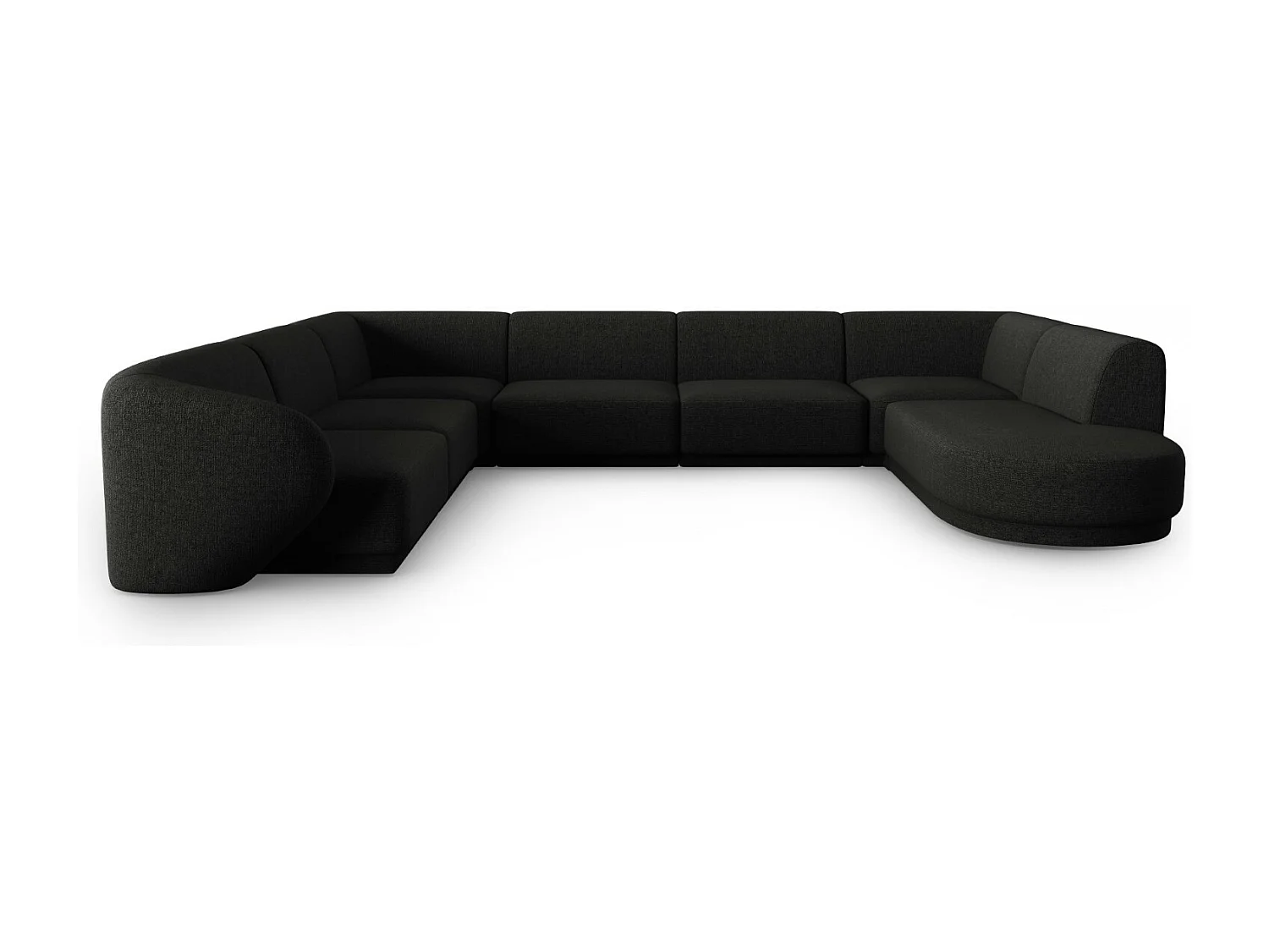 CXL by Christian Lacroix - Narożnik lewy panoramiczny modułowy, "Lionel" 8 miejsc szenil, czarny melanż - 342x323x74cm