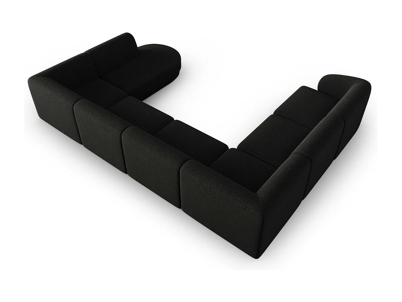 CXL by Christian Lacroix - Narożnik lewy panoramiczny modułowy, "Lionel" 8 miejsc szenil, czarny melanż - 342x323x74cm