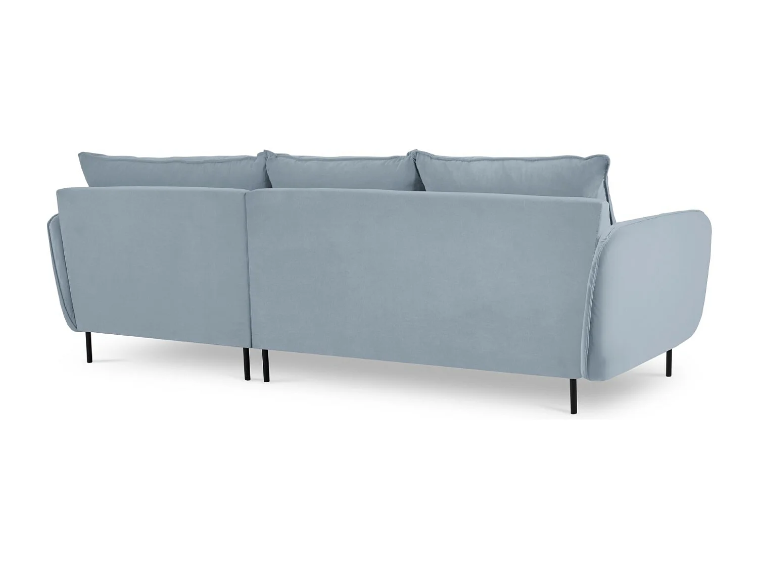 Cosmopolitan Design - Canapé d'angle droit "Vienna" 5 places en velours bleu clair - 255x170x95cm