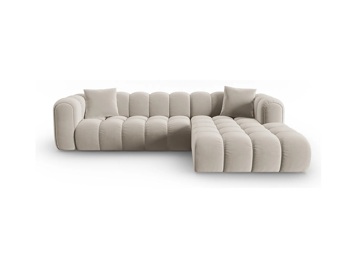 CXL by Christian Lacroix - Modulaire hoekbank rechts "Clotilde" 4 zitplaatsen, Flueel, Ecru - 306x190x70cm