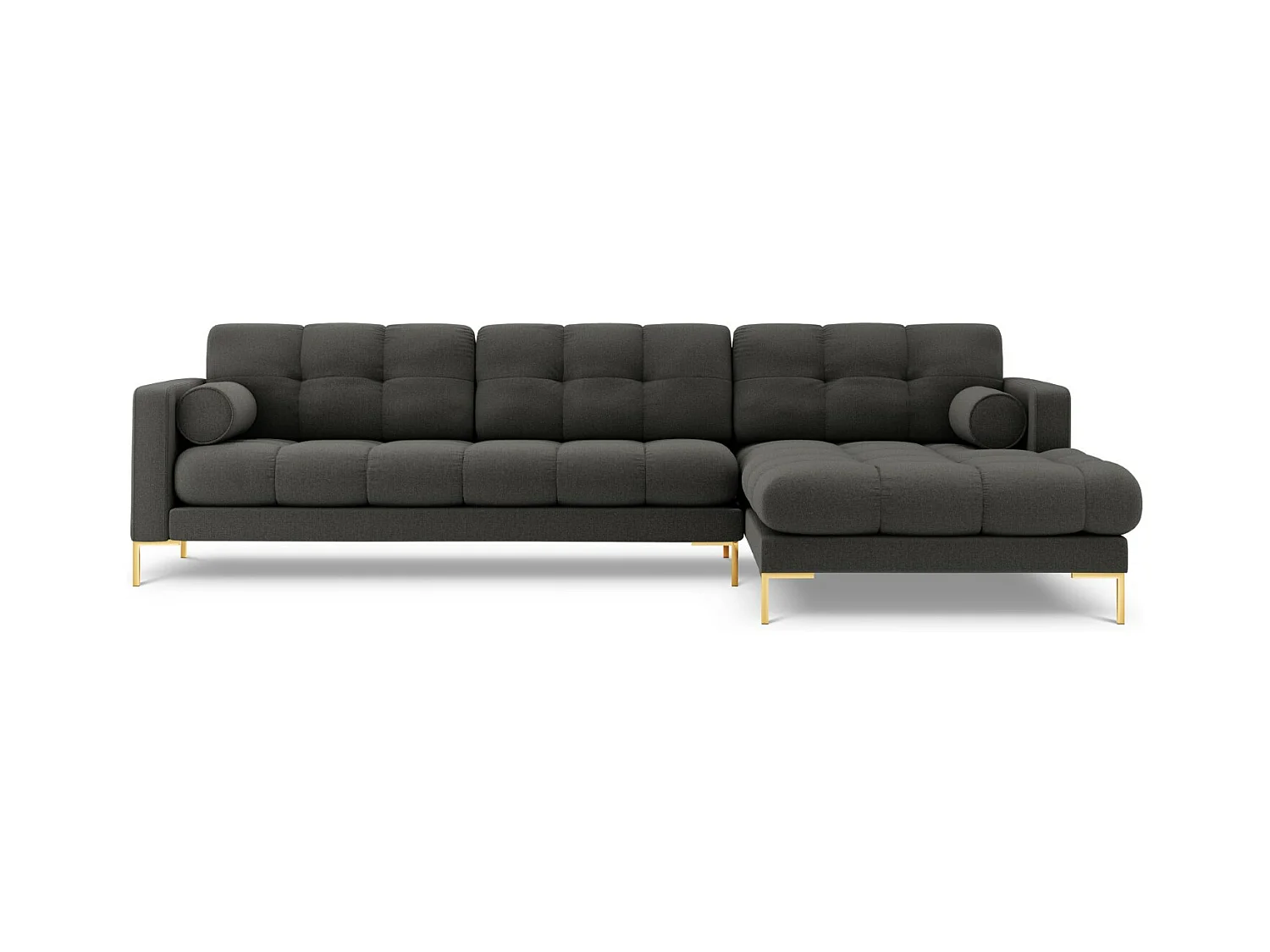 Cosmopolitan Design - Rechter hoekbank "Bali" 5 zitplaatsen, Structurele stof, Donkergrijs - 293x185x75cm
