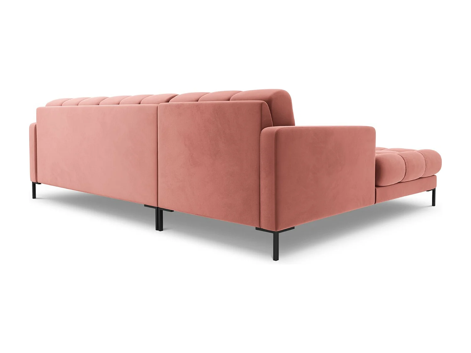 Cosmopolitan Design - Sofá de canto esquerdo "Bali" 5 lugares em veludo rosa - 293x185x75cm