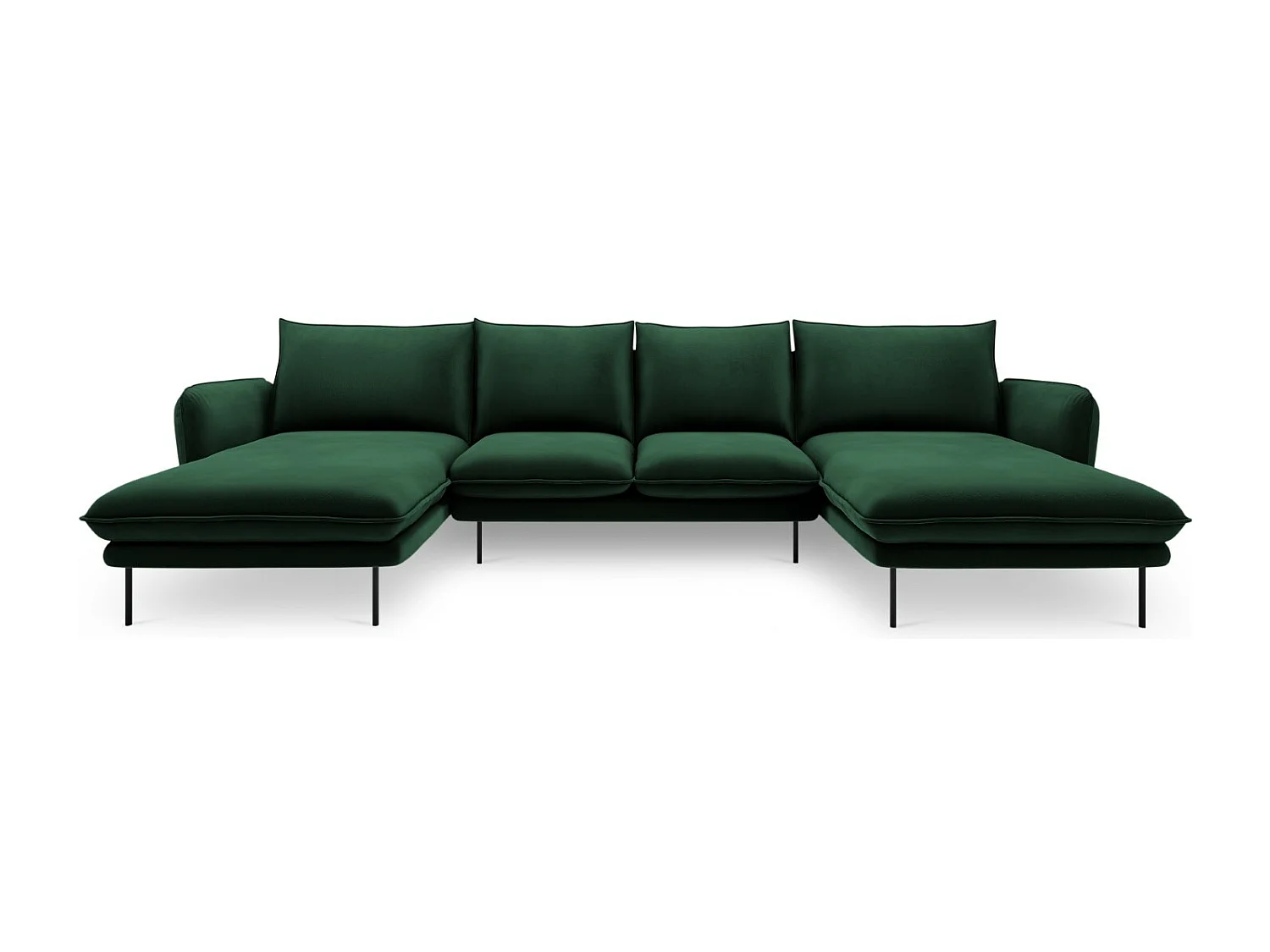 Cosmopolitan Design - Divano panoramico "Vienna" 6 posti in velluto verde bottiglia - 350x170x95cm