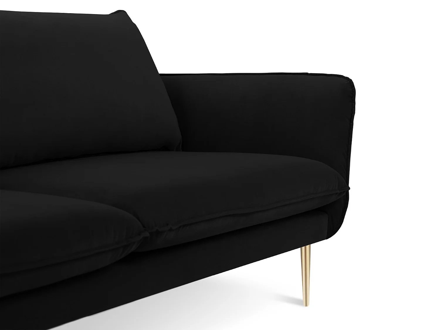 Cosmopolitan Design - Bank "Vienna" 4 zitplaatsen, Flueel, Zwart - 230x92x95cm