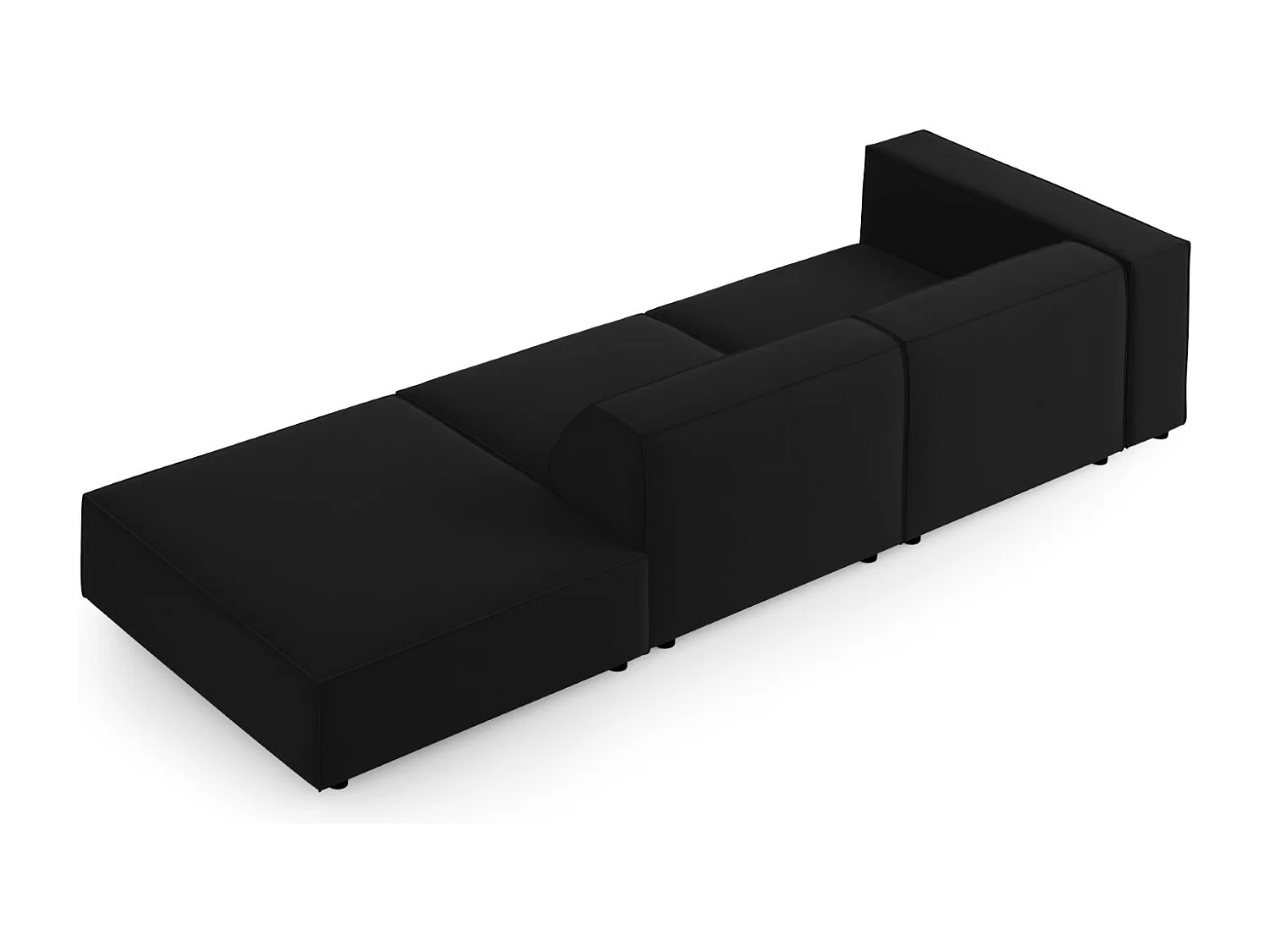 Cosmopolitan Design - Sofa bok prawy, "Arendal" 4 miejsca welur, czarny - 262x102x70cm