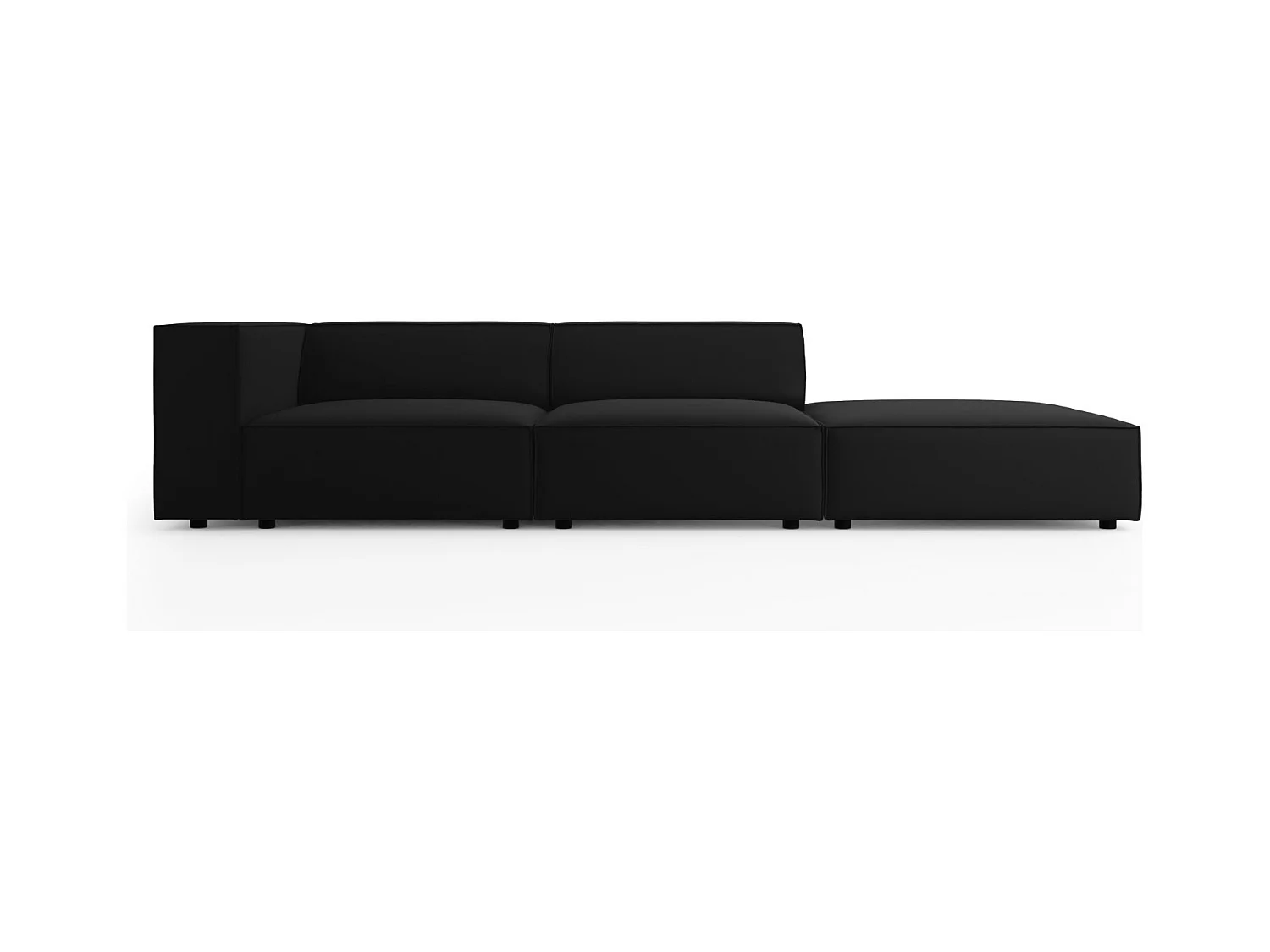 Cosmopolitan Design - Rechte bank "Arendal" 4 zitplaatsen, Flueel, Zwart - 262x102x70cm