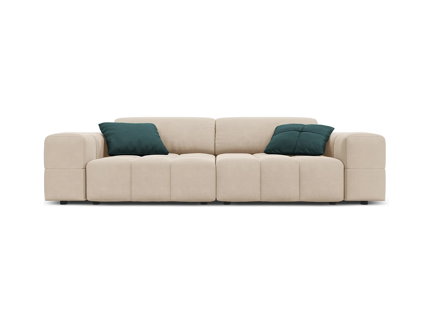 CXL by Christian Lacroix - Sofá "Luc" 3 lugares em veludo bege claro - 204x102x70cm