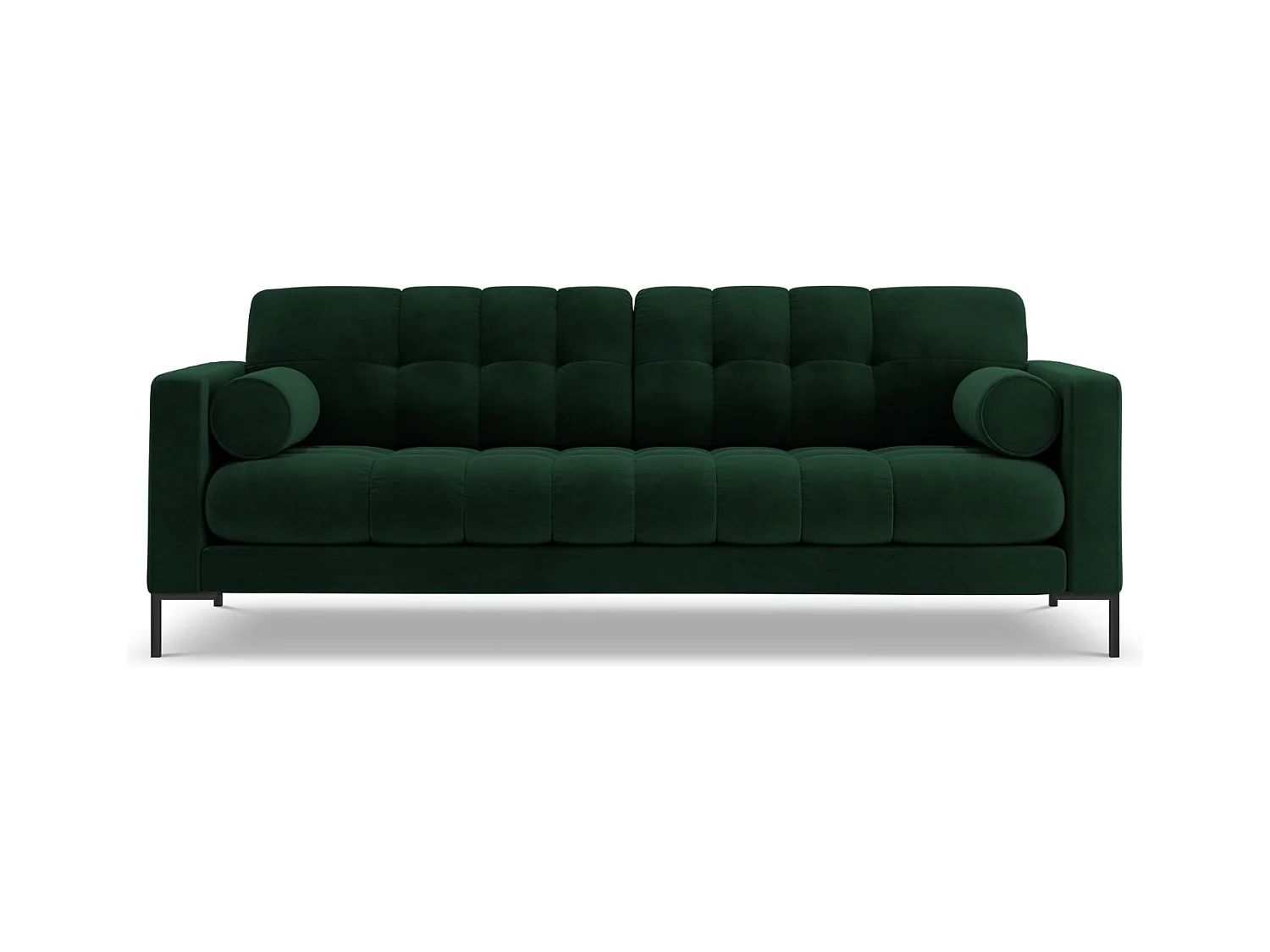 Cosmopolitan Design - Sofá "Bali" 4 plazas de terciopelo verde botella - 217x92x75cm