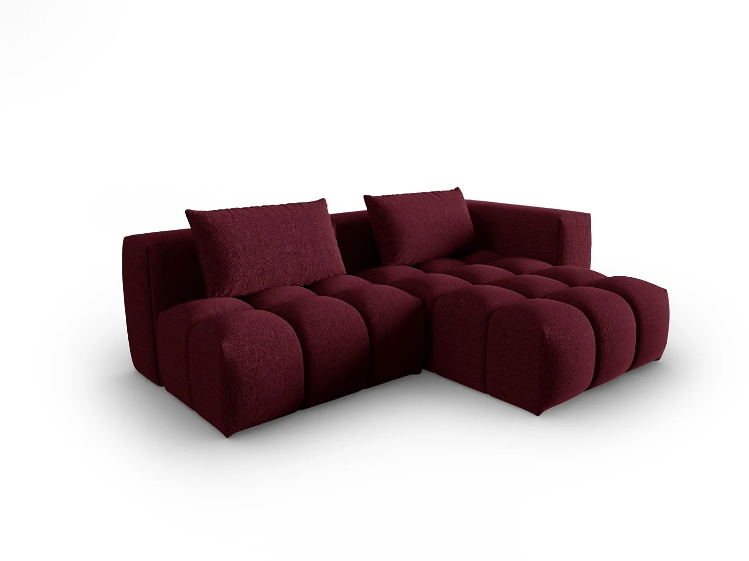 CXL by Christian Lacroix - 3-Sitzer modulares Ecksofa rechts "Lorella" Sitzer aus strukturiertem Stoff burgundfarben - 205x145x70cm