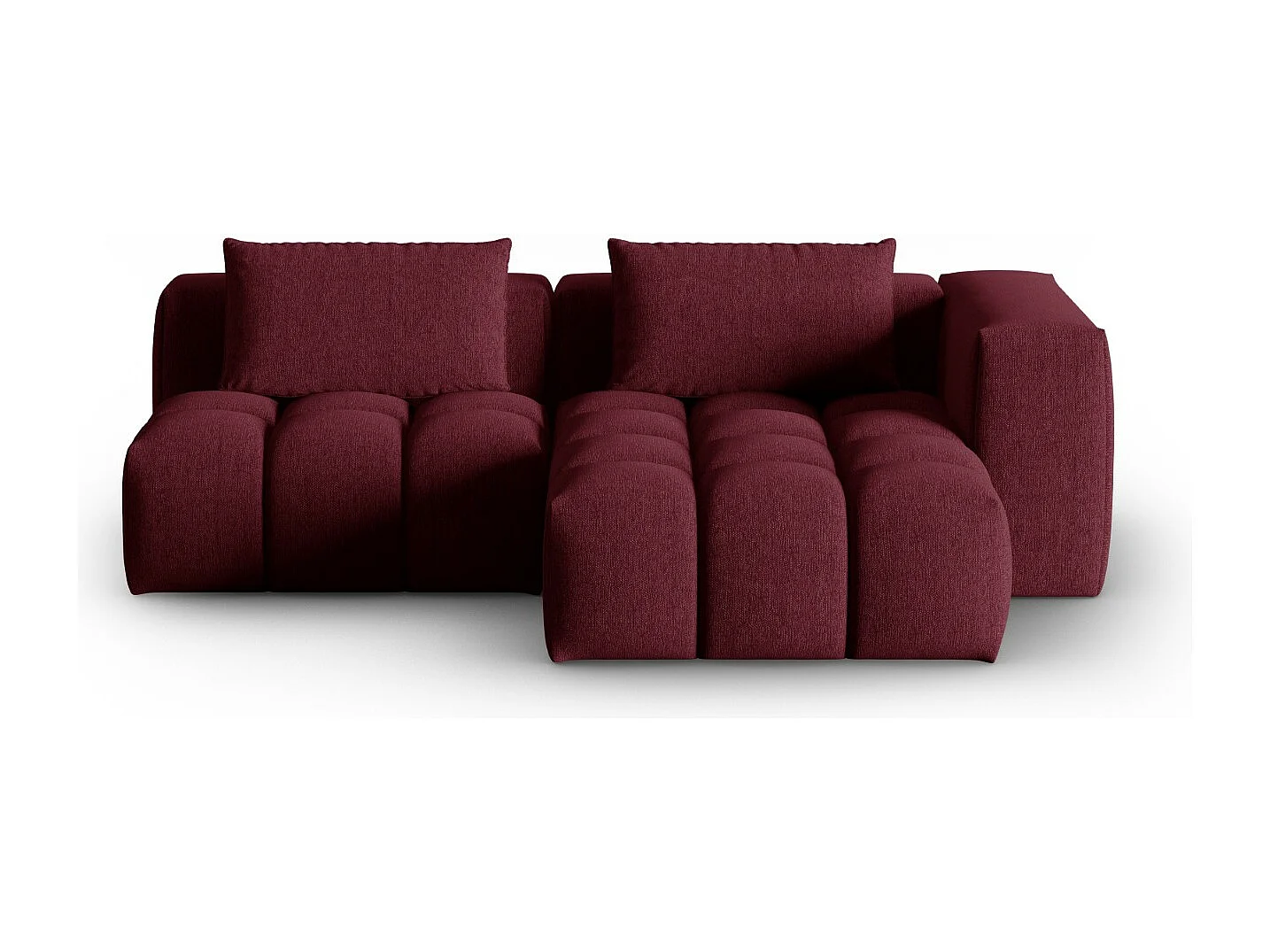 CXL by Christian Lacroix - Sofá modular de canto direito "Lorella" 3 lugares em tecido estrutural bordeaux - 205x145x70cm