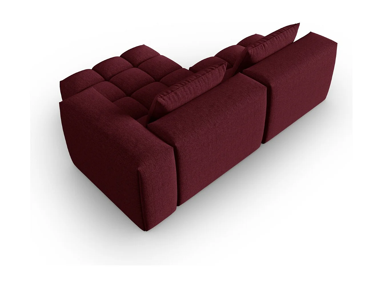 CXL by Christian Lacroix - Sofá modular de canto direito "Lorella" 3 lugares em tecido estrutural bordeaux - 205x145x70cm