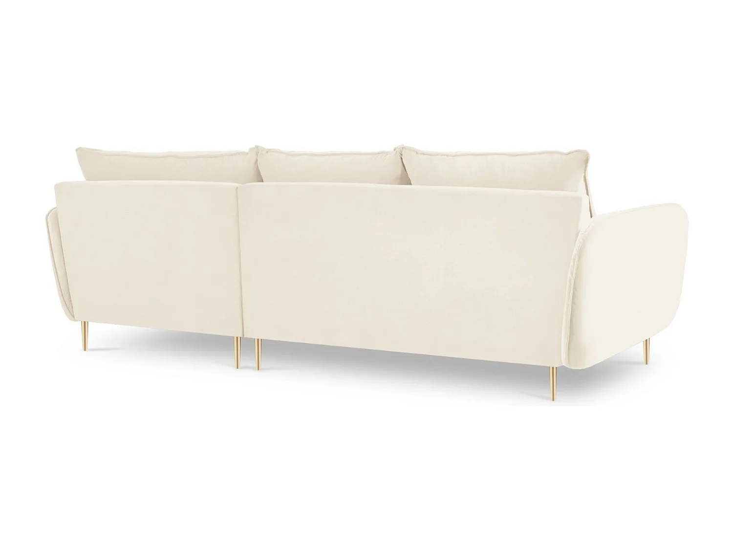 Cosmopolitan Design - Divano angolare destro "Vienna" 5 posti in velluto beige chiaro - 255x170x95cm