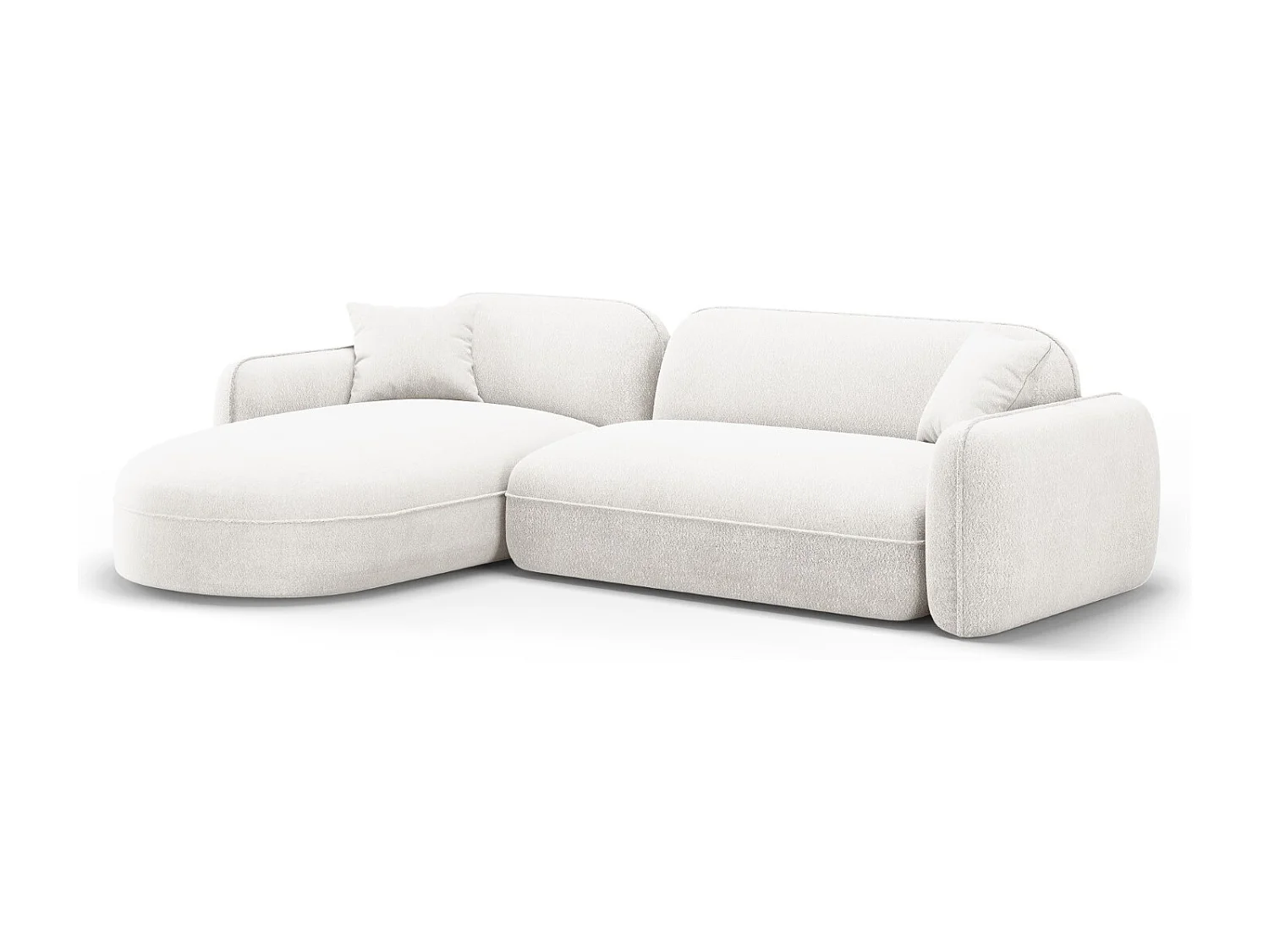 CXL by Christian Lacroix - Modulaire hoekbank links "Lucien" 4 zitplaatsen, Flueel, Ivoor - 275x165x70cm