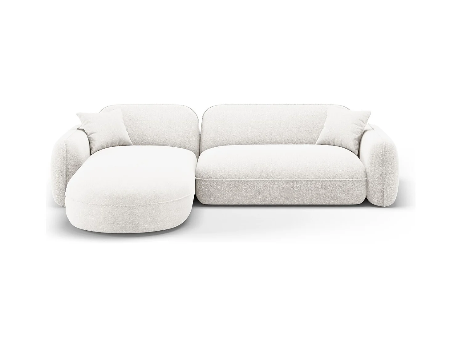 CXL by Christian Lacroix - Modulaire hoekbank links "Lucien" 4 zitplaatsen, Flueel, Ivoor - 275x165x70cm