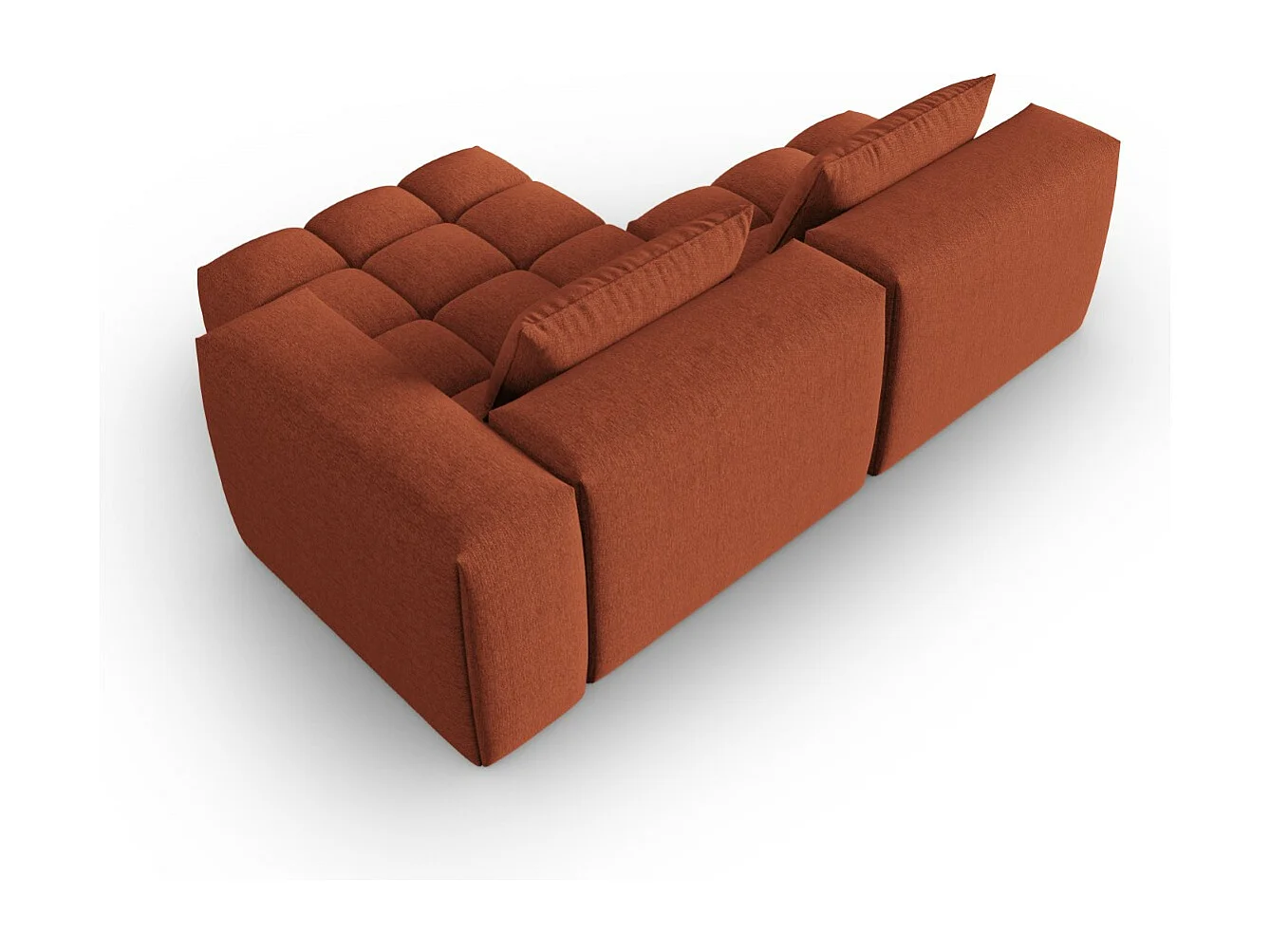 CXL by Christian Lacroix - Canapé d'angle droit modulable "Lorella" 3 places en tissu structurel corail - 205x145x70cm