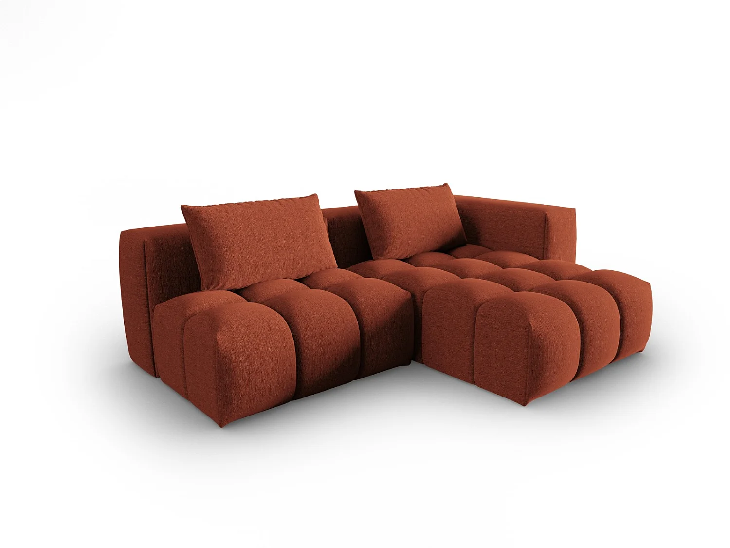 CXL by Christian Lacroix - Sofá modular de canto direito "Lorella" 3 lugares em tecido estrutural coral - 205x145x70cm