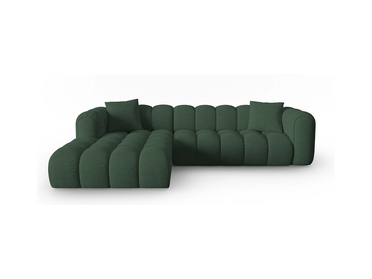 CXL by Christian Lacroix - Canapé d'angle gauche modulable "Clotilde" 4 places en tissu structurel vert de mer - 306x190x70cm