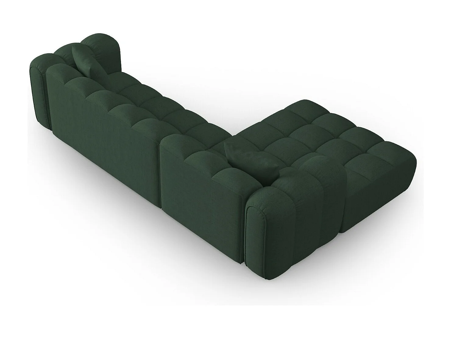 CXL by Christian Lacroix - Canapé d'angle gauche modulable "Clotilde" 4 places en tissu structurel vert de mer - 306x190x70cm