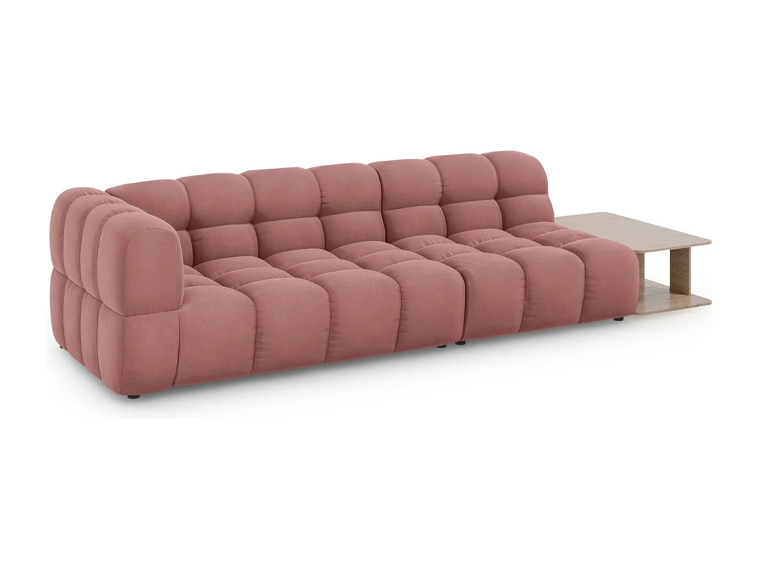 Cosmopolitan Design - Rechte modulaire bank "Sky" 4 zitplaatsen, Flueel, Zalm - 297x102x75cm