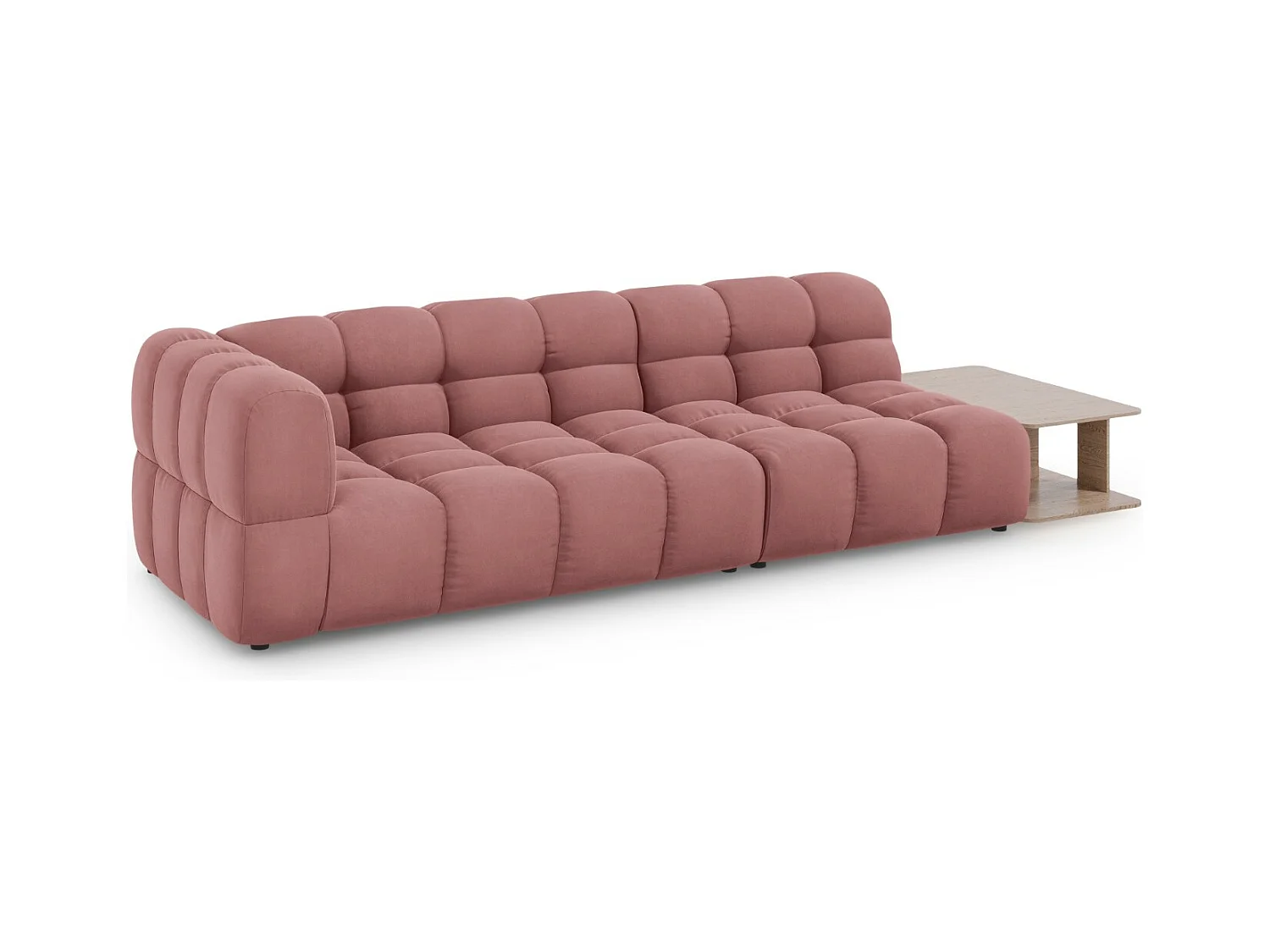 Cosmopolitan Design - Canapé modulable droit "Sky" 4 places en velours saumon - 297x102x75cm
