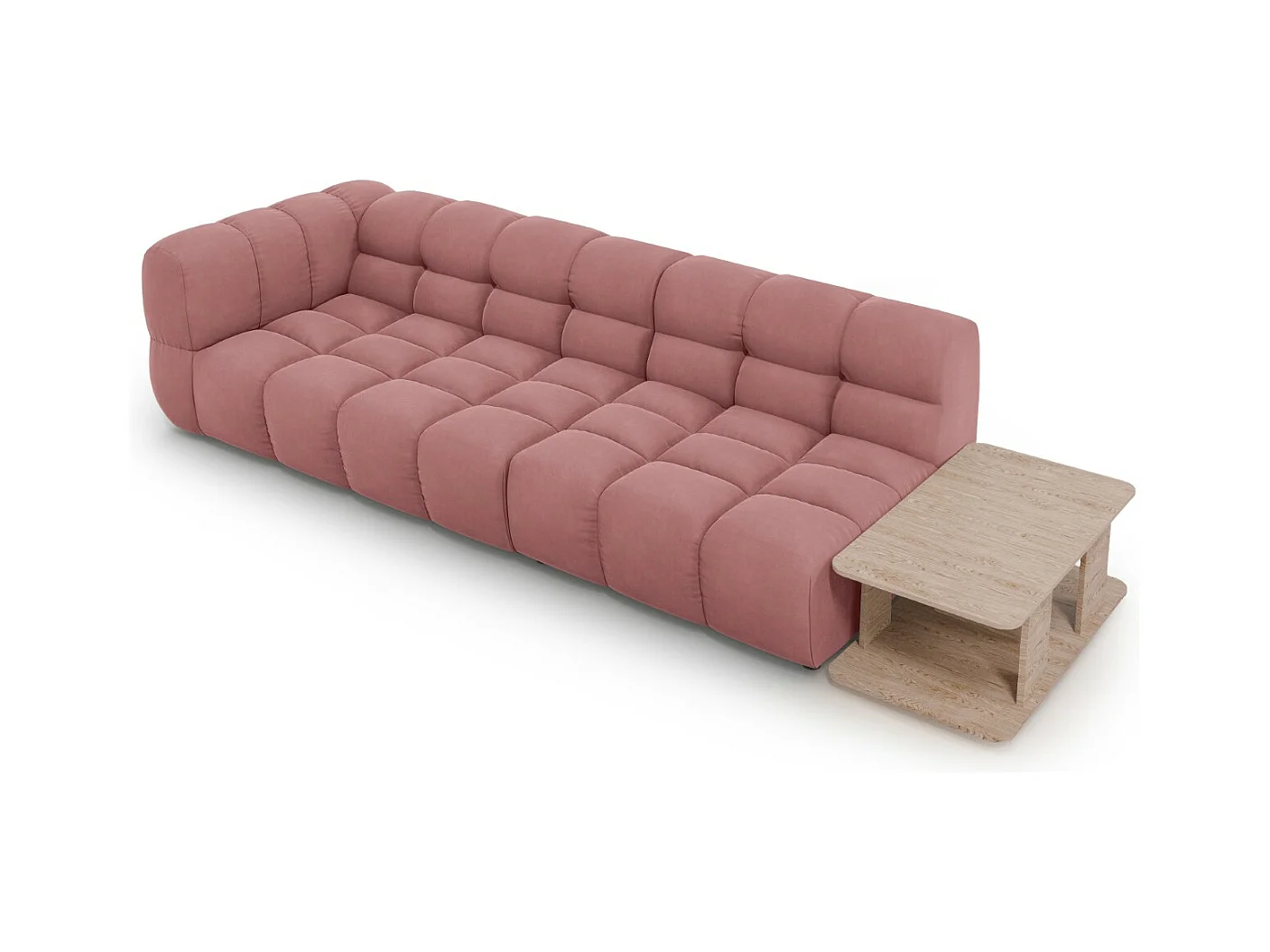 Cosmopolitan Design - Canapé modulable droit "Sky" 4 places en velours saumon - 297x102x75cm