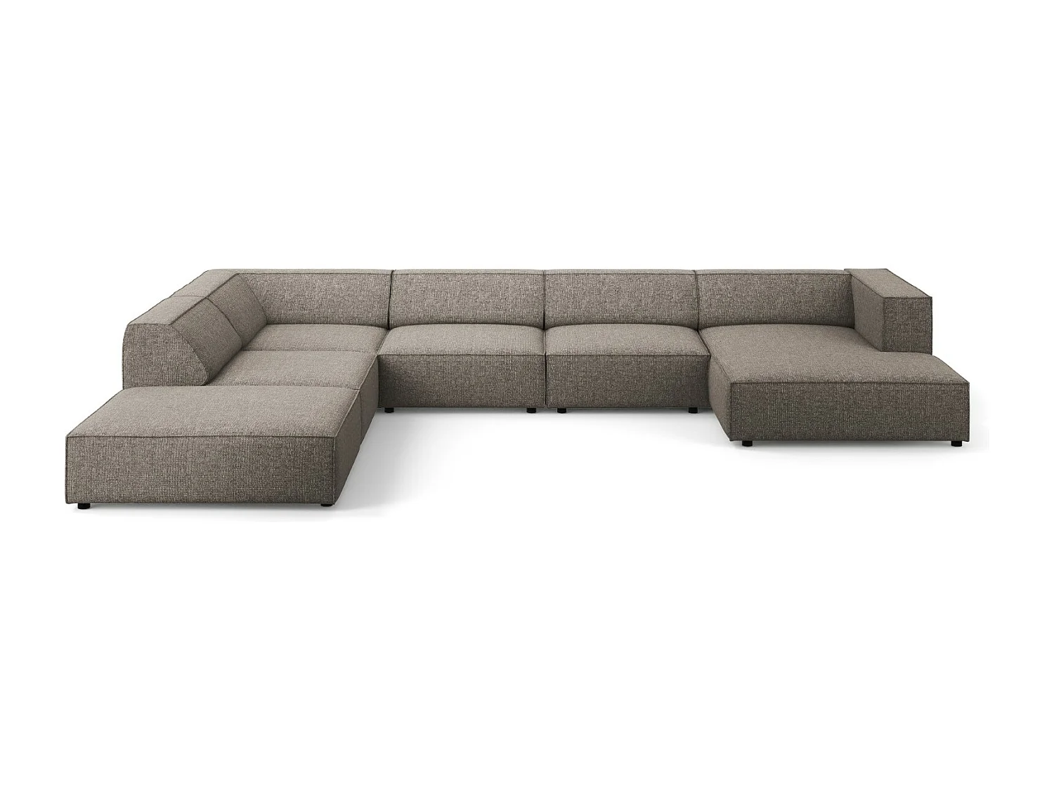 Cosmopolitan Design - 7-Sitzer Panoramasofa links "Arendal" aus Chenille-Stoff grau - 364x262x70cm