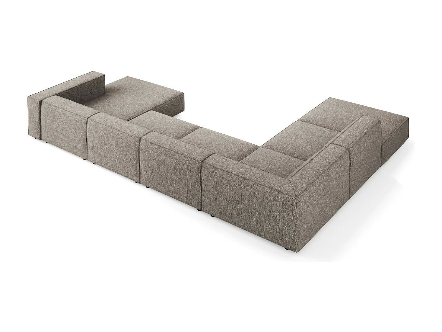 Cosmopolitan Design - 7-Sitzer Panoramasofa links "Arendal" aus Chenille-Stoff grau - 364x262x70cm