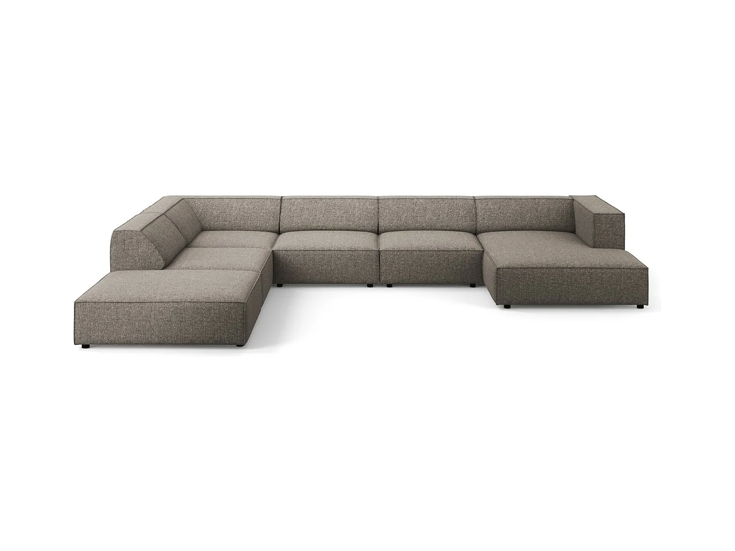 Cosmopolitan Design - Panoramische hoekbank links "Arendal" 7 zitplaatsen, Chenille, Grijs - 364x262x70cm