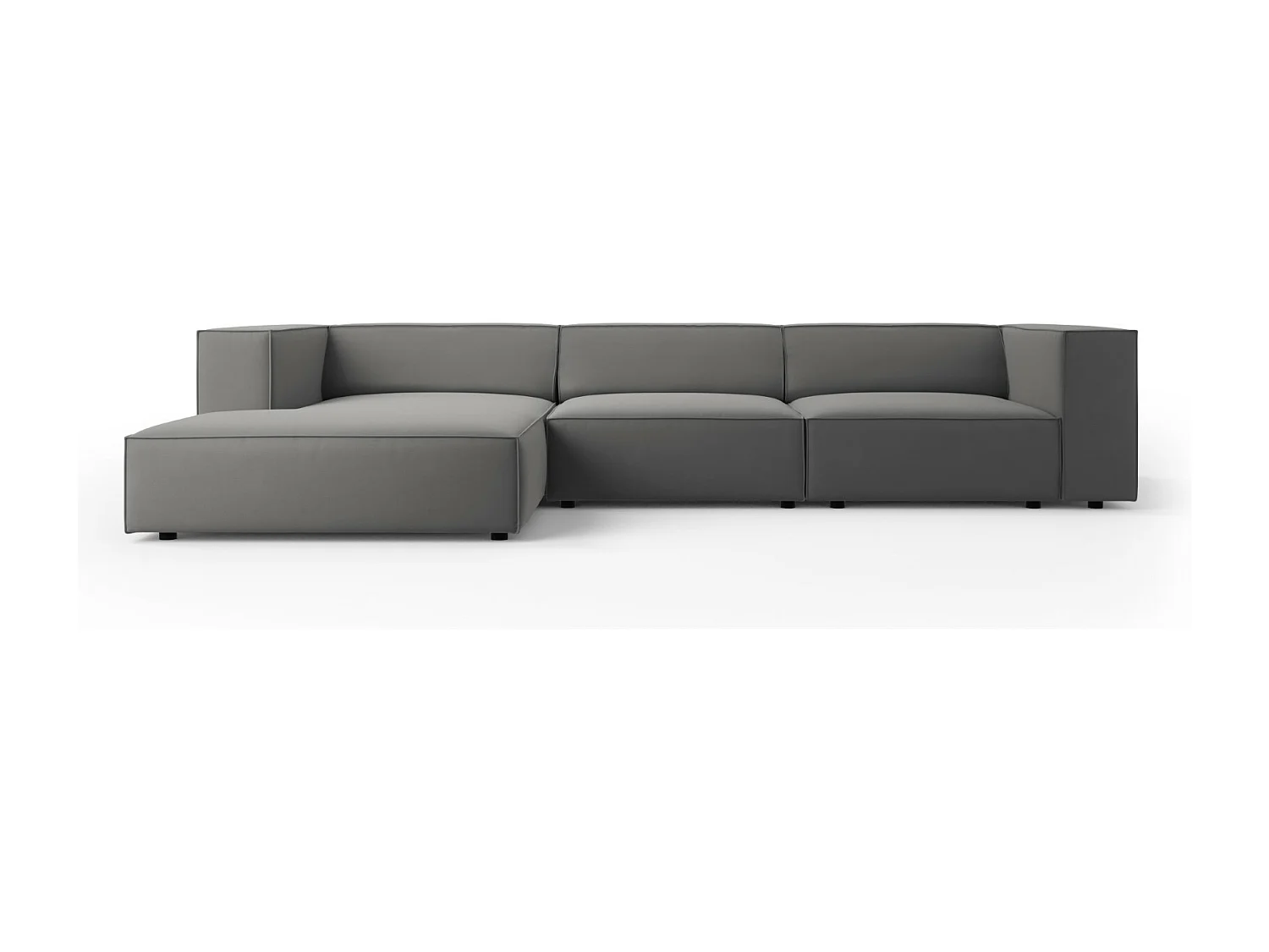 Cosmopolitan Design - 4-Sitzer Ecksofa links "Arendal" aus Samt betonfarben - 284x166x70cm