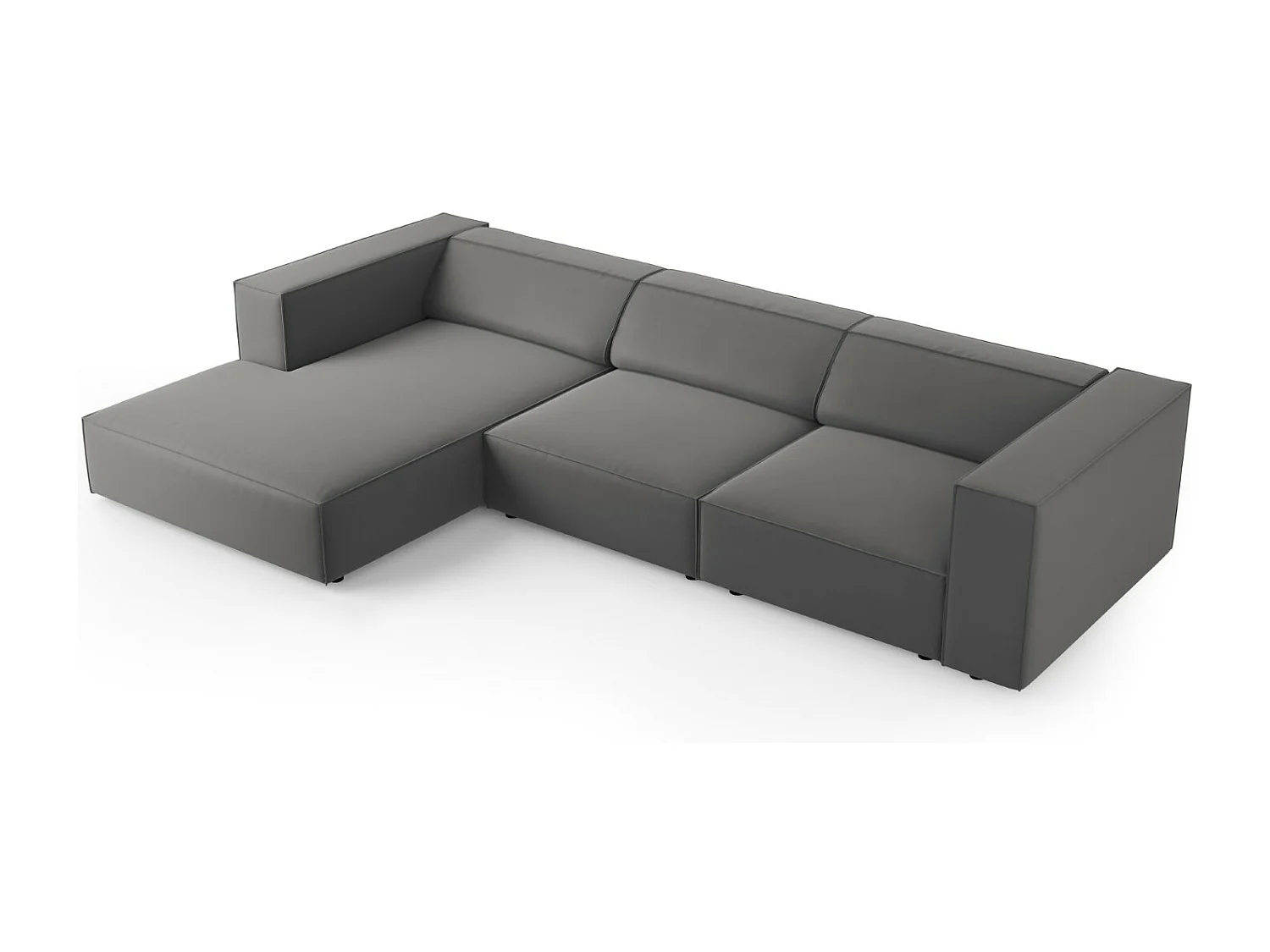 Cosmopolitan Design - 4-Sitzer Ecksofa links "Arendal" aus Samt betonfarben - 284x166x70cm