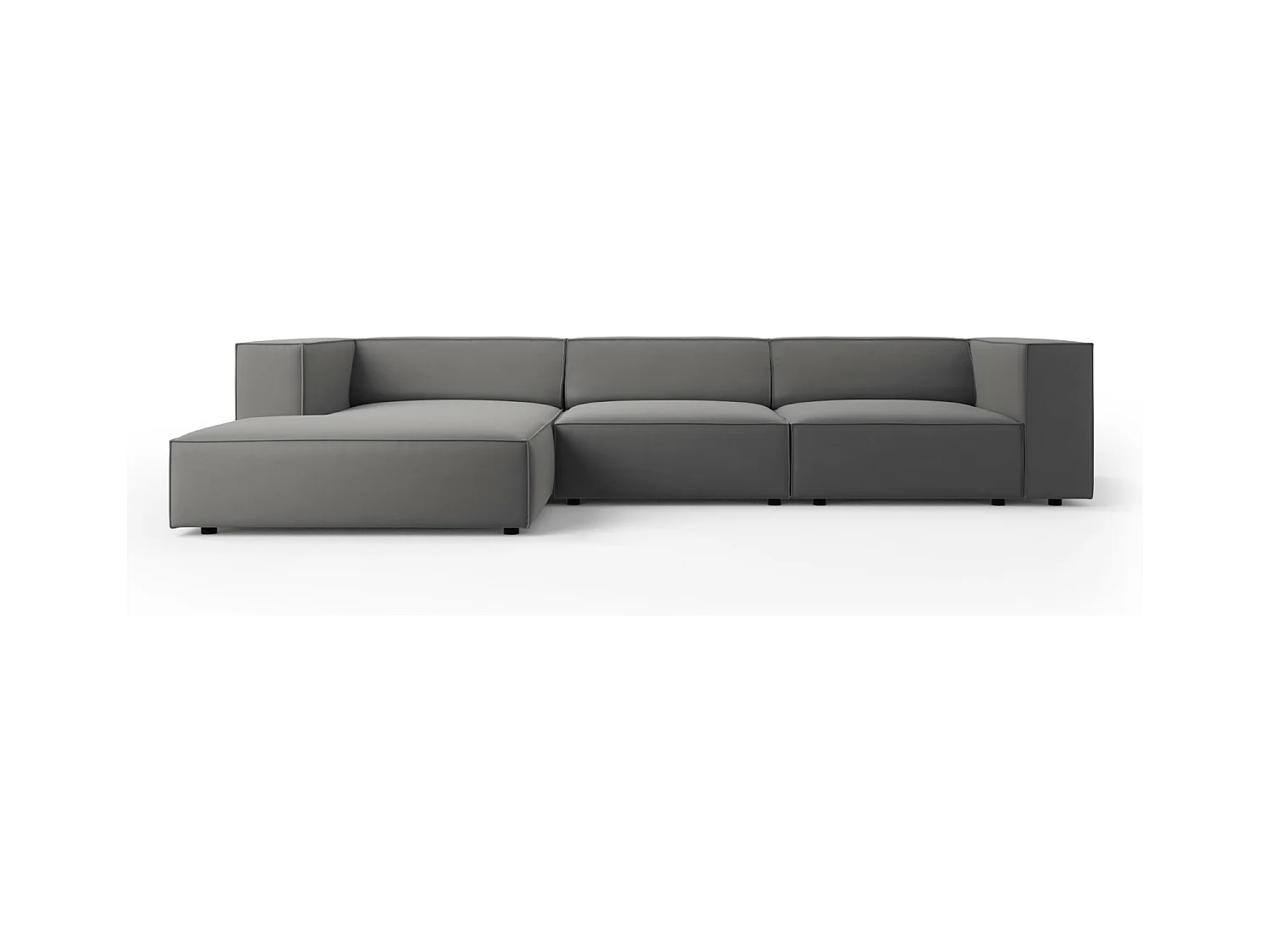 Cosmopolitan Design - Sofá esquinero izquierdo "Arendal" 4 plazas de terciopelo cemento - 284x166x70cm
