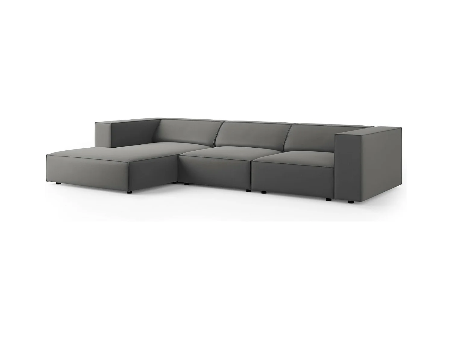 Cosmopolitan Design - Canapé d'angle gauche "Arendal" 4 places en velours ciment - 284x166x70cm