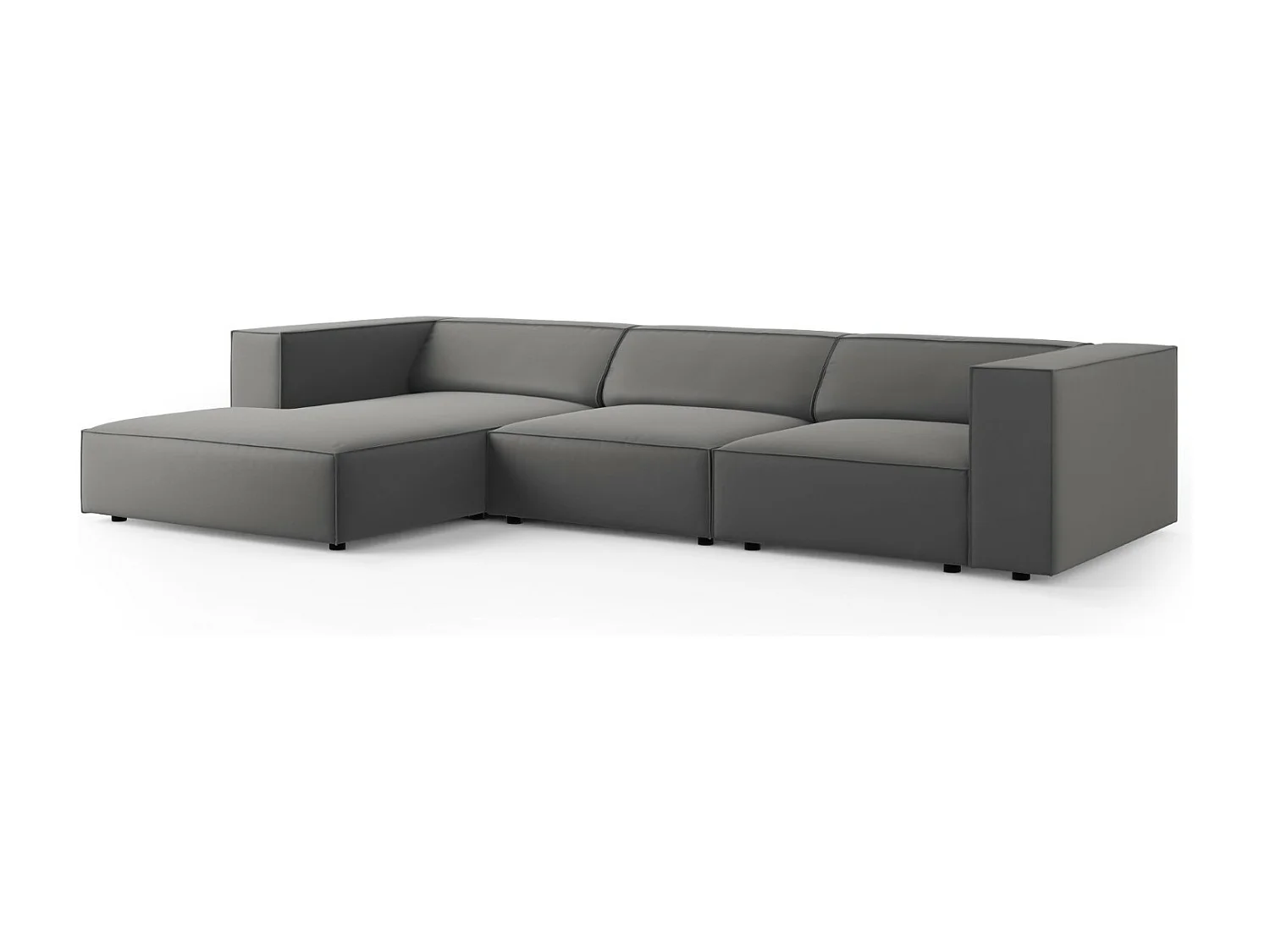 Cosmopolitan Design - Linker hoekbank "Arendal" 4 zitplaatsen, Flueel, Cement - 284x166x70cm