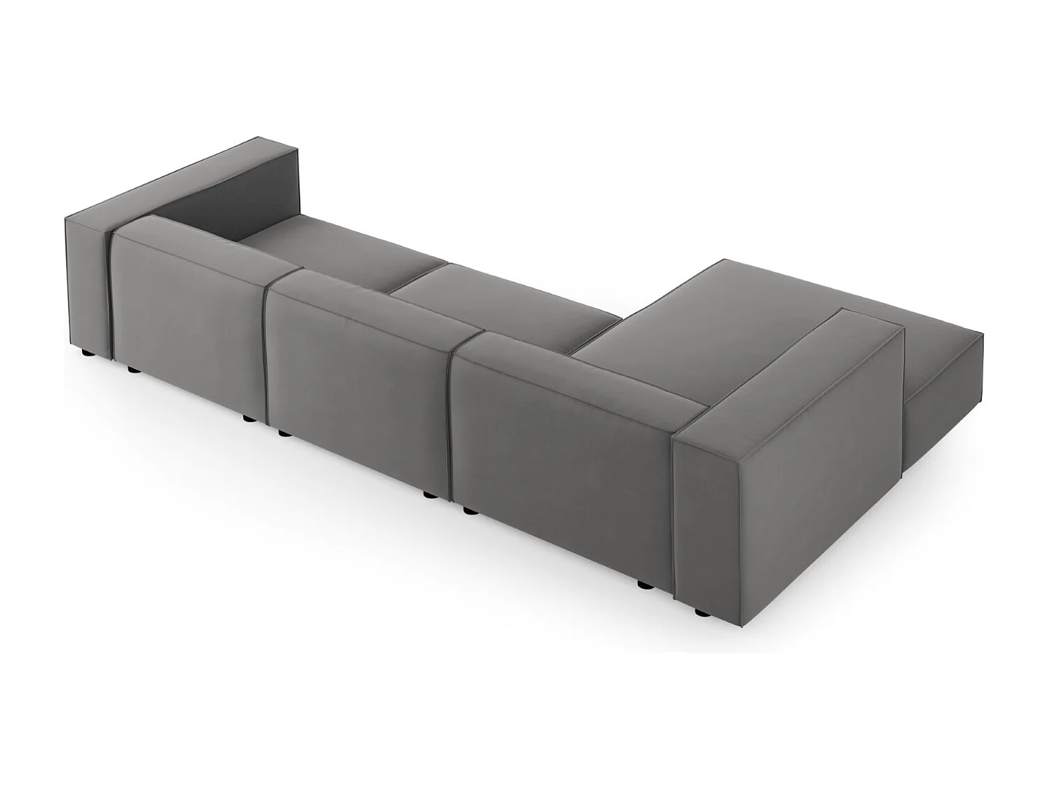 Cosmopolitan Design - Linker hoekbank "Arendal" 4 zitplaatsen, Flueel, Cement - 284x166x70cm